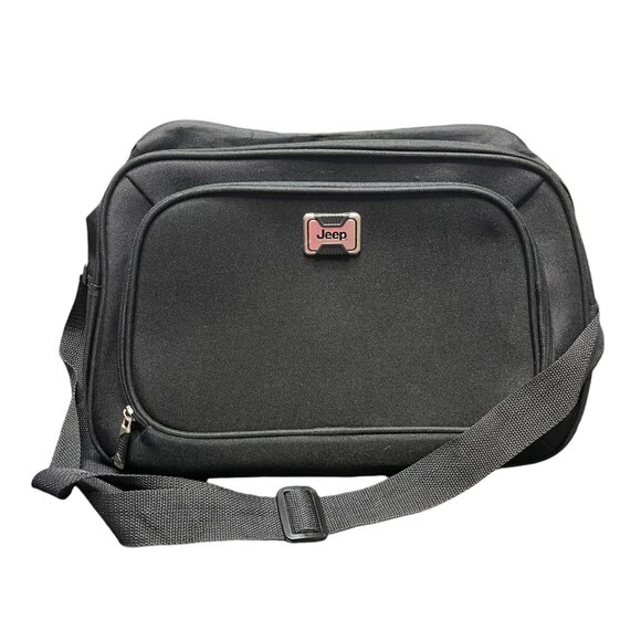 JEEP Authentic Black Messenger Bag Carry On Travel Tote‎ With Shoulder Strap - Picture 1 of 10